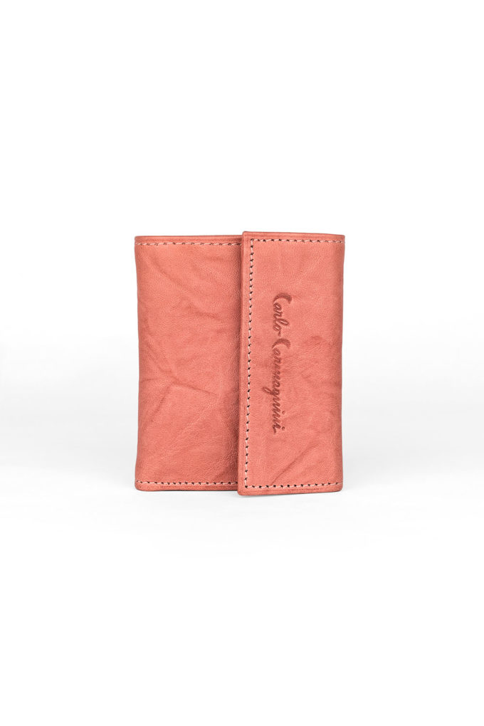 leather wallet, pink wallet, made in italy, carlo carmagnini, soft leather