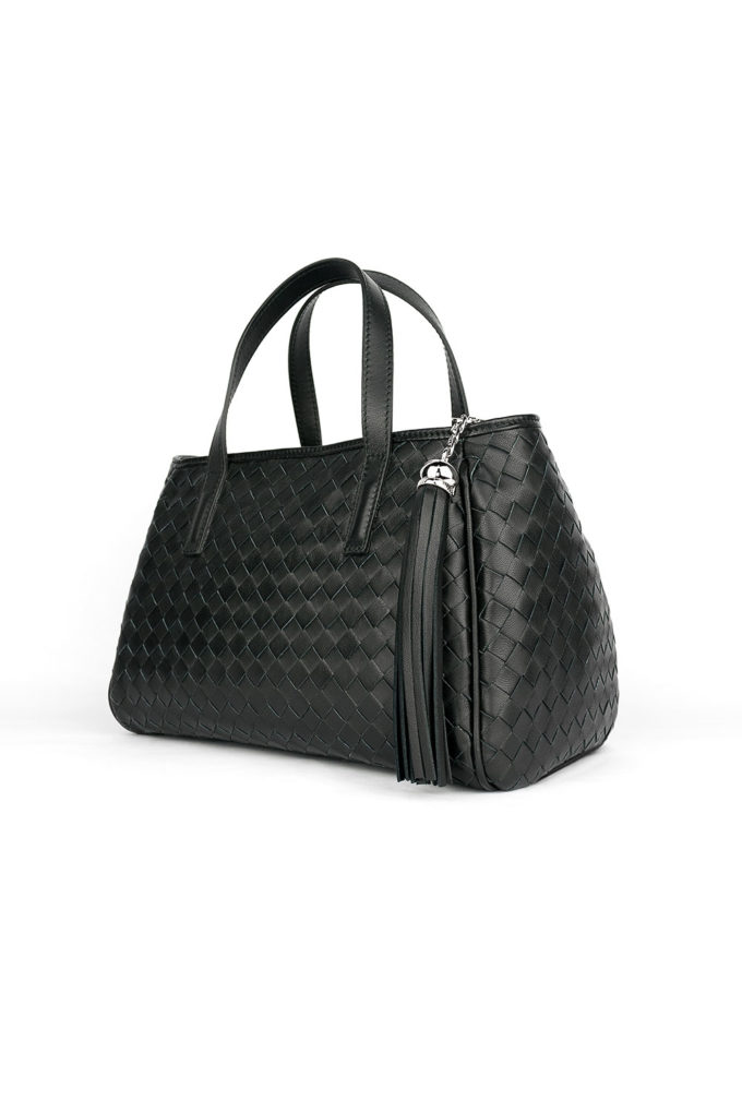 carlo carmagnini, bowling bag, woven leather bag, handwoven bag, leather bags, made in italy