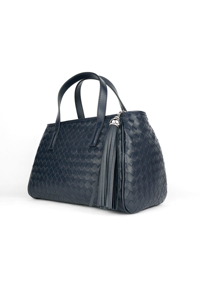 carlo carmagnini, bowling bag, woven leather bag, handwoven bag, leather bags, made in italy