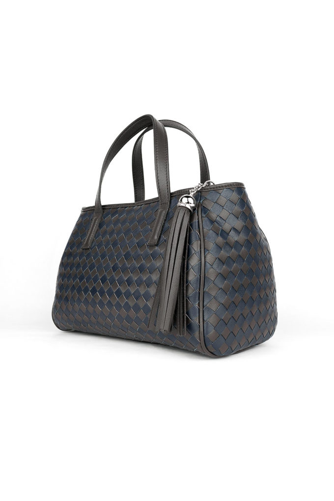 carlo carmagnini, bowling bag, woven leather bag, handwoven bag, leather bags, made in italy