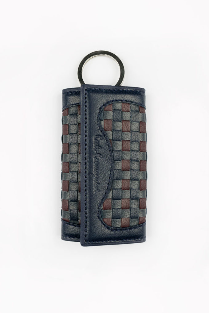 carlo carmagnini, handwoven keychain, woven leather, leather keychain, pink keychain, made in italy, made in florence, made in firenze