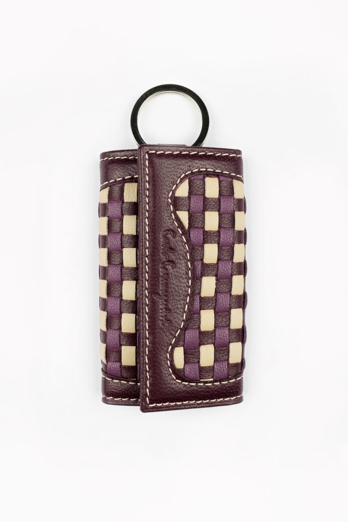 carlo carmagnini, handwoven keychain, woven leather, leather keychain, pink keychain, made in italy, made in florence, made in firenze