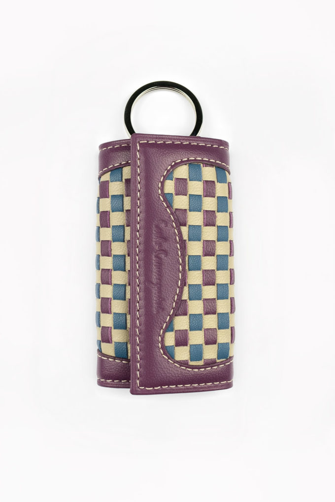 carlo carmagnini, handwoven keychain, woven leather, leather keychain, pink keychain, made in italy, made in florence, made in firenze