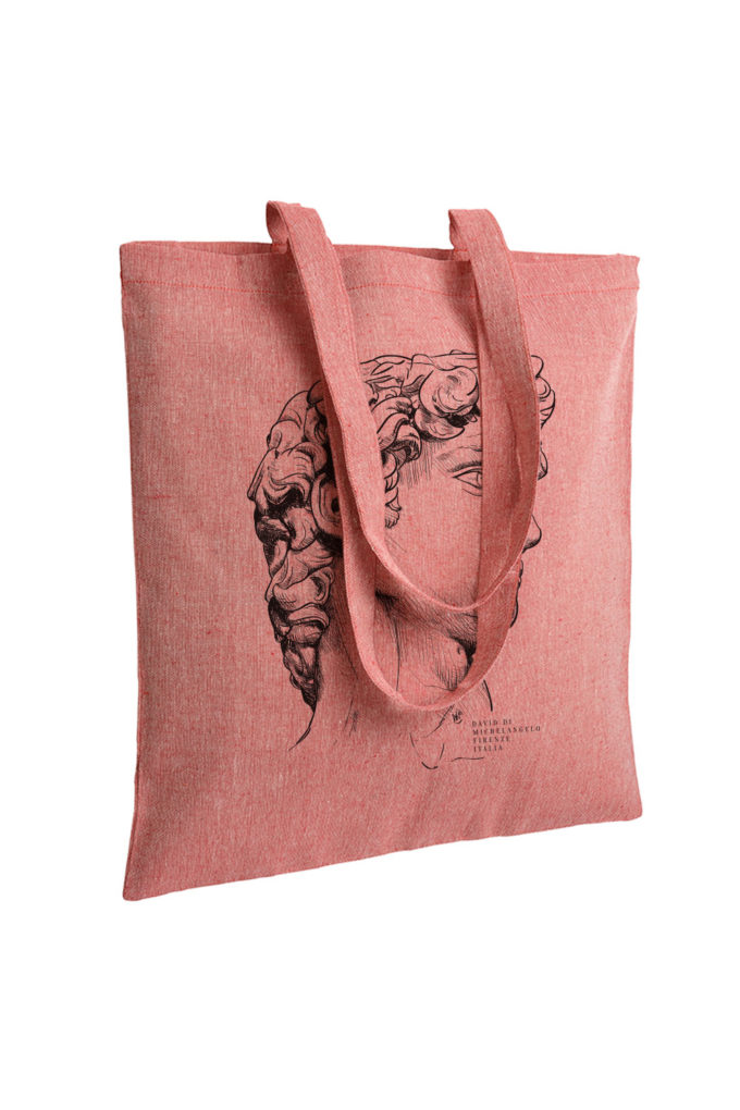 david, michelangelo buonarroti, firenze, florence, tote bag, souvenir, illustration, inkc souvenirs, inkc studios, inkc, adrimar, adrimar firenze, tote bag italy