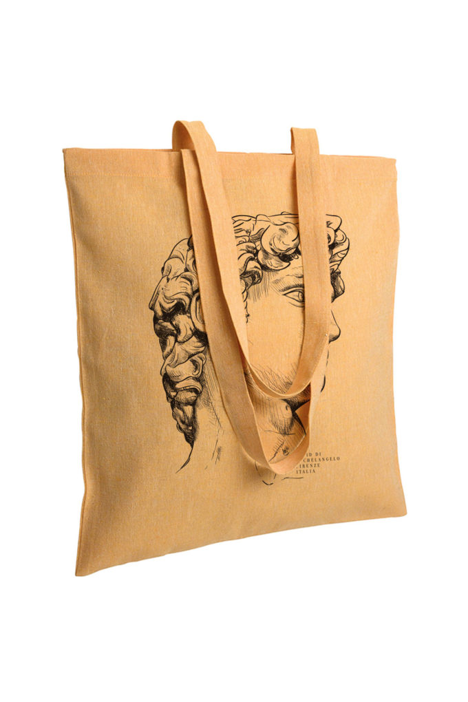 david, michelangelo buonarroti, firenze, florence, tote bag, souvenir, illustration, inkc souvenirs, inkc studios, inkc, adrimar, adrimar firenze, tote bag italy